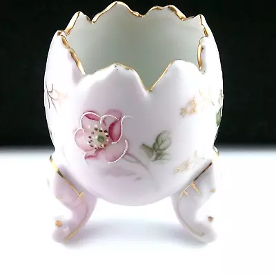 Inarco Egg Holder Hand Painted Porcelain Footed Floral Gold Overlay Japan • $25