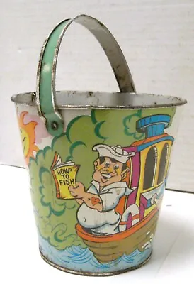 Vintage Ohio Art How To Fish Boat Lighthouse  Sand Pail Bucket Selling Many • $11.99