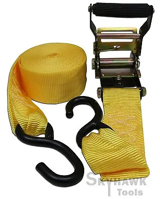 2 X22' RATCHET TIE DOWN/HOOKS 2500 Lbs 2  Wide Nylon Weather-res Webbing Strap • $21.99