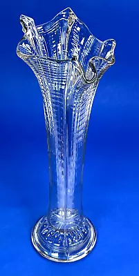 £33.82 • Buy Vintage Art Deco Clear Swung Glass Crystal Vase Art Glass 12.5  Tall 1930's USA