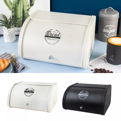 Extra Large Metal Bread Box Roll Top Bin Storage Loaf Kitchen Counter Organiser • £17.95