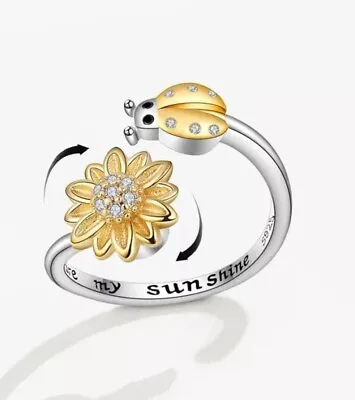 £4.99 • Buy Sunflower Ladybird Anxiety Relief Fidget Spinning Ring Adjustable 