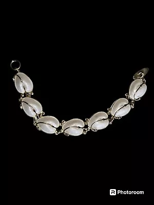 Vintage Denmark Sterling Silver Guiloche Enamel Leaf Link Bracelet • $119.99