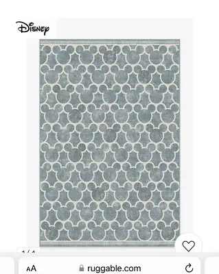 RUGGABLE Mickey Mouse Trellis Slate Rug Blue White Colored. Rug Cover Only • $299.99