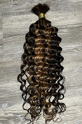 Deep Wave Human Hair Extensions Bulk No Weft For Braiding Crochet Or DIY- F2/27 • $24