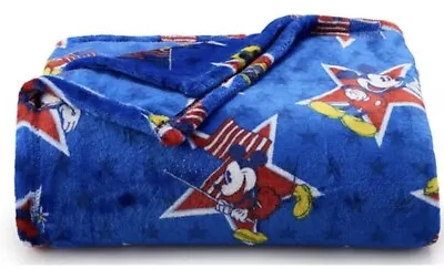 Disney MICKEY AMERICANA Mouse Patriotic Plush 5X6' THROW BLANKET The Big One NEW • $22.95