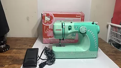 $115 • Buy Hello Kitty Portable Sewing Machine Janome 11706 With Pedal Green Tested Works
