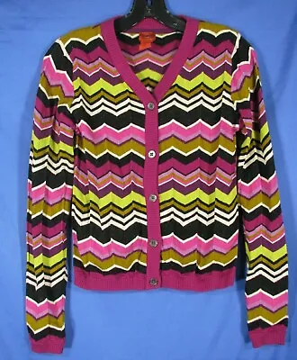 MISSONI Target Sweater Cardigan PURPLE/GREEN CHEVRON SHIMMER Button-Up GIRLS XL • $12