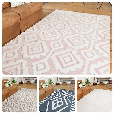 Pink Blue Sustainable Rugs Boho Recycled Cotton Indoor Living Area Runners Mats • £9.95