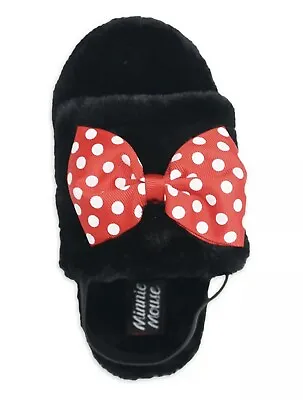 Disney Minnie Mouse Slippers Girl's Fuzzy House Slipper Youth Shoe Size 11/12 • $18.95