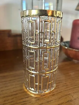 VTG Imperial Glass Shoji Trellis 22K Gold Glass Tumbler Highball MCM 5.75  USA! • $54.88