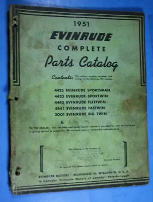 1951 Evinrude Parts Catalog Elto Original   Sportsman   • $85