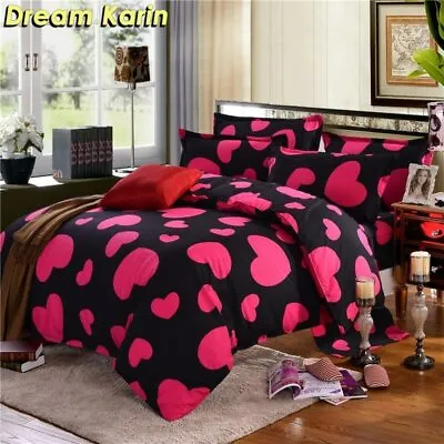 Bedding Set Bedclothes Heart Printed Duvet Cover Sets Bed Linen Quilt Cover • $341.19