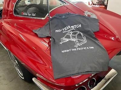 $25 • Buy Mid-Year Mitch Gray Corvette Birdcage T-Shirt Large