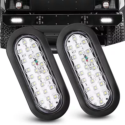 2x White 6  Oval 24 LED Tail Lights Truck Trailer Backup Reverse Lamp W/Grommet • $18.98