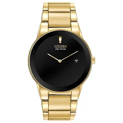 Citizen Eco-Drive Axiom Men's Black Dial Gold-Tone 40mm Watch AU1062-56E • $115.99