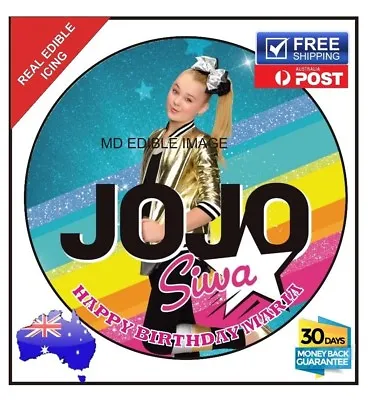 JOJO SIWA PERSONALISED EDIBLE ICING BIRTHDAY CAKE  TOPPER IMAGE 19cm • $17.50