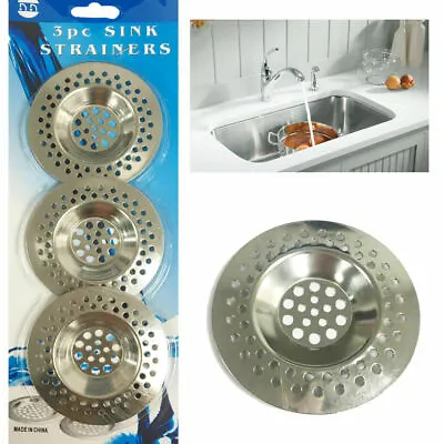 £1.99 • Buy Kitchen Sink Drain Strainer Steel Plug Hole Bath Basin Hair Catcher Cover Filter