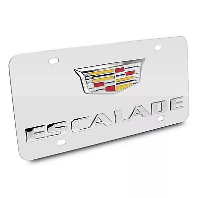 Cadillac Escalade Crest 3D Logo Chrome Stainless Steel Auto License Plate • $65.99