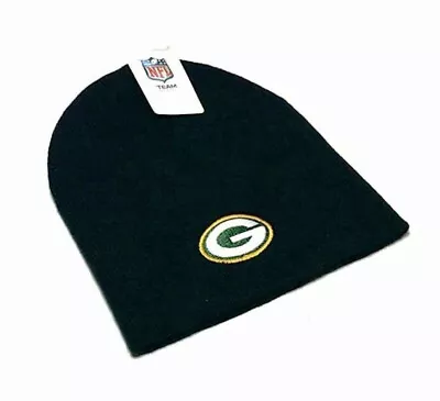 Green Bay Packers Black 8  Uncuffed Knit Beanie Hat NFL Football • $16.99