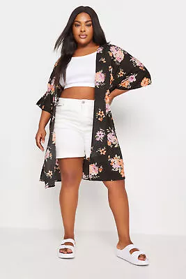 Yours Curve Women's Plus Size Floral Print Longline Kimono • £29.99