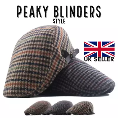 Peaky Blinders Hat Newsboy Flat Cap Herringbone Tweed Wool Baker Boy Gatsby  • £9.99