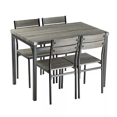 Zenvida Dining Table Set For 4 Rustic Grey 5 Piece Dinette Set Kitchen Table 4 • $199