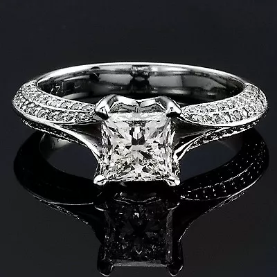 £3145.74 • Buy 2.25 Ct Princess Cut Diamond Halo Engagement Ring 14k White Gold