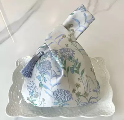 Japanese Korean Style Knot Bag Faux Silk Hydrangeas Design Small Wrist Bag • £8.99