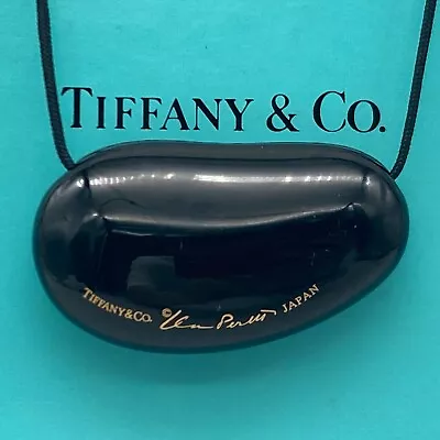 Tiffany & Co. Bean Black Lacquer Necklace 16  Elsa Peretti Hard Wood 7.0g • $798