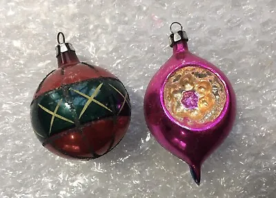Vintage Mica Mercury Reflector Glass Ornaments (Made In Poland) Indent 2  Pink • $17