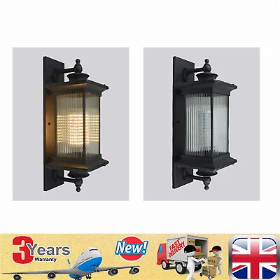 Metal French Country Large Square Lantern Glass Shaped Outdoor Gate Wall Lights • £40.47