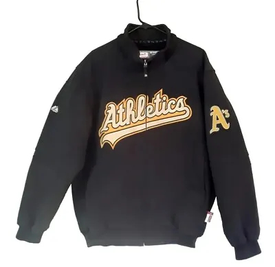 Oakland A's Athletics BLACK! Majestic Therma Base Dugout Jacket MLB Women’s XL • $95