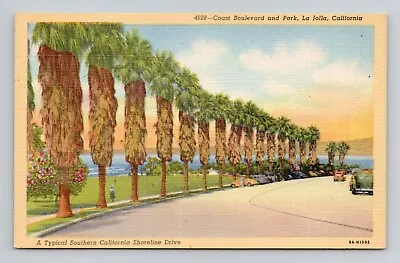 Postcard Coast Boulevard & Park La Jolla California CA Vintage Linen I10 • $4.49