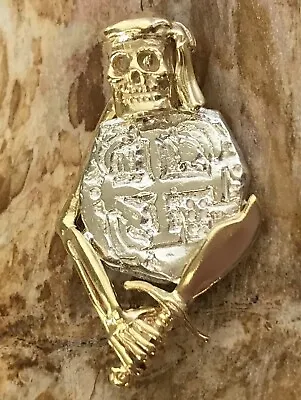 $64 • Buy ATOCHA Design Coin 1600-1700 Skull Pirate Sword Gold Plated Treasure Jewelry