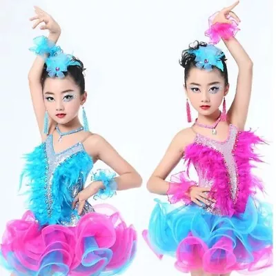 Girls Jazz Dancewear Costume  Modern Latin Sequined Ballroom Party Dancing Dress • $62
