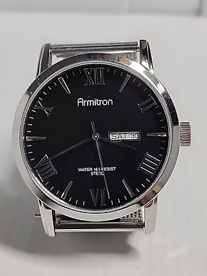 Armitron Men's 20/4923SV Black Dial Silver-Tone Bracelet Watch (469) NEW • $11