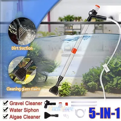 $19.81 • Buy 5IN1 Electric Aquarium Fish Tank Siphon Pump Vacuum Gravel Water Filter Cleaner