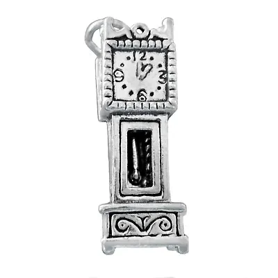 Grandfather Clock With Mouse Inside Movable 3D 925 Sterling Silver Charm Opens • $42.66