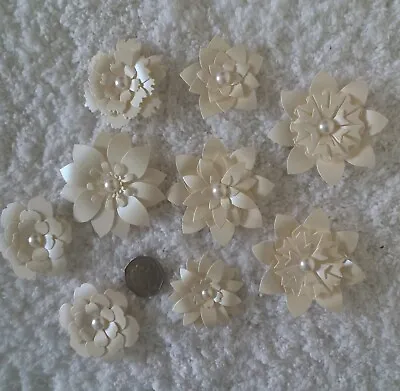 9 Handmade Paper Flowers In Pale Creamy Yellow  In Various Sizes • £3.85