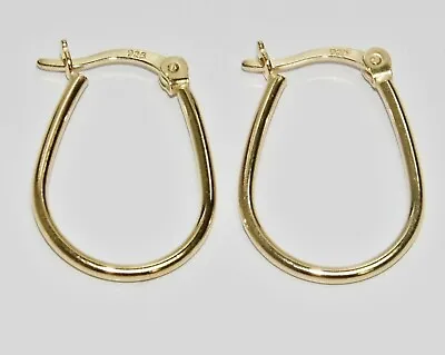 9ct Yellow Gold On Silver Oval Hoop Earrings • £6.95
