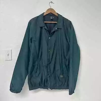 Mens VOLCOM Stone Packable Windbreaker Coaches Utility Jacket XL Green • $28