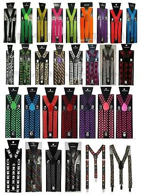 Unisex Adjustable Slim Braces Trouser Suspenders Clip On Fancy Dress • £3.49