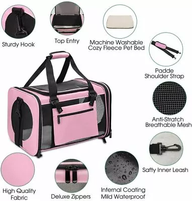 Cat Dog Carrier Airline Approved Pet Carrier Soft-Sided Pet Travel Carrier • $19.99