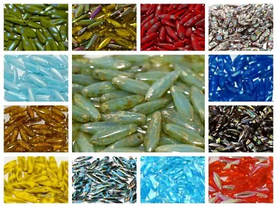 CHOOSE COLOR! 100pcs Dagger Pressed Beads 5x16mm Czech Glass • $19.92