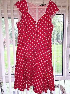 Size 24-26 Lady Vintage Isabella Midi Swing Dress Red & White Polka Sweetheart • $24.89