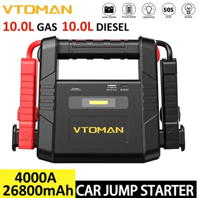 VTOMAN 4000A Car Jump Starter 12V Battery Charger Booster Portable Power Bank AU • $142.49