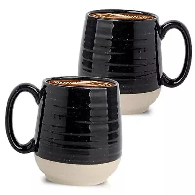  Coffee Mugs Set Of 2 20 Oz Coffee Cups Ceramic Big Tea Cup With Black-2 • $49.48