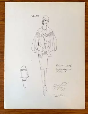 1920's ETHEL RABIN Vintage ART DECO Original Fashion Design Template  • $50