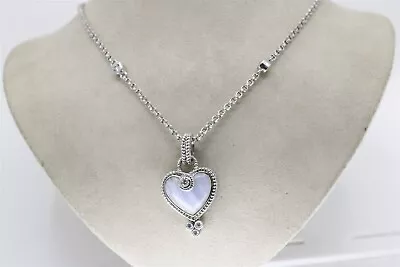 $100 • Buy Judith Ripka Sterling Silver Necklace 18in Agate Heart Pendant Cubic Zirconia